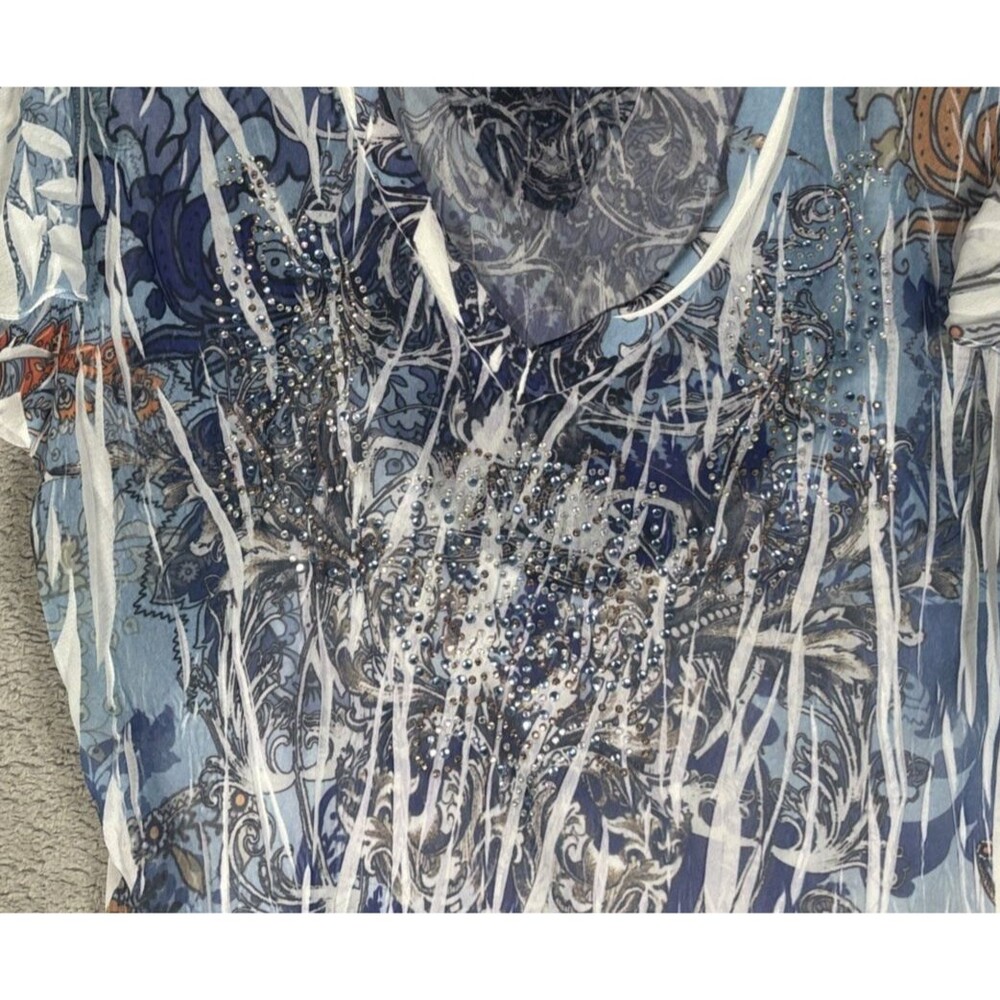 Reba Dress Size L Layered Chiffon Paisley USA Artsy Boho Art To Wear Embellished - Picture 7 of 16